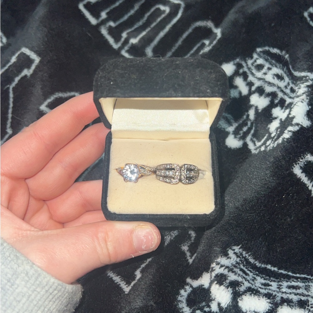 Zales Silver and Gold Diamond Ring